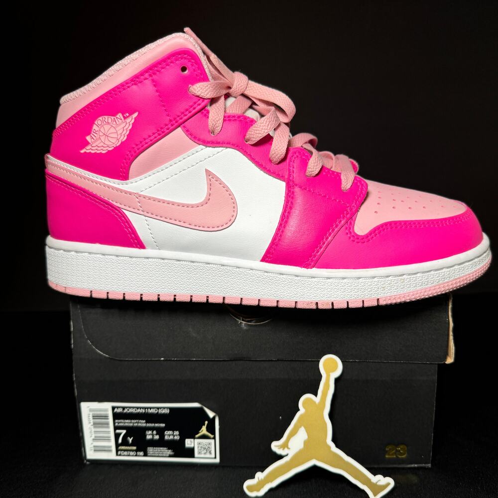 Size 7 - Nike Air Jordan 1 Mid GS Fierce Pink Men's Shoes